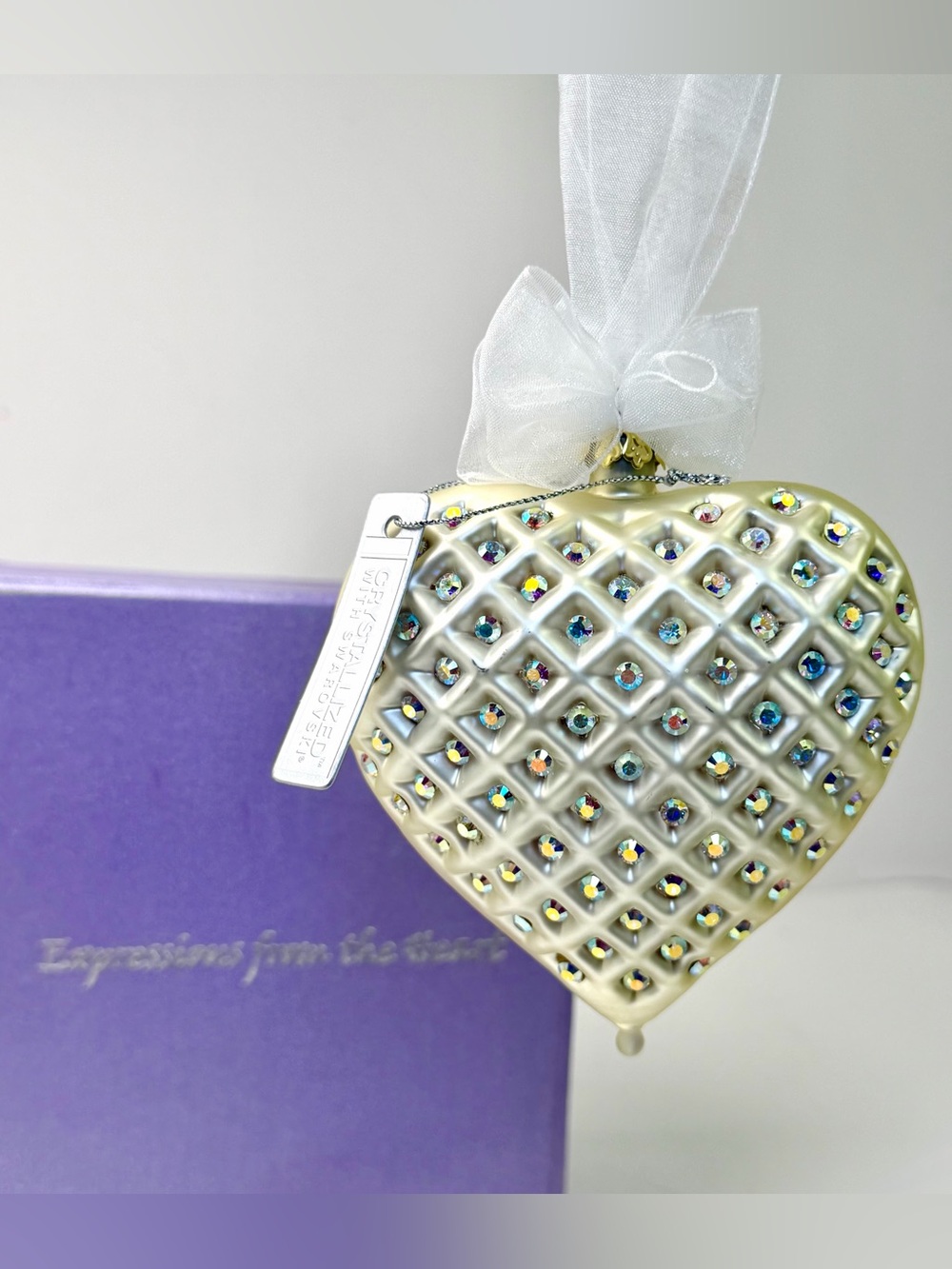 Vintage Swarovski Crystal Hand Blown Glass Heart Ornament Reflections Numbered